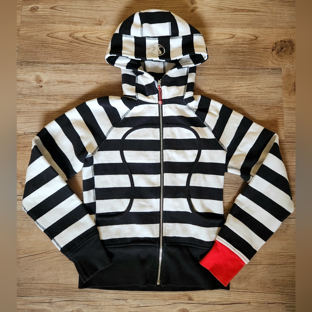One Of A Kind!!Special Edition Lululemon Red/Black Stripped Scuba Hoodie 6